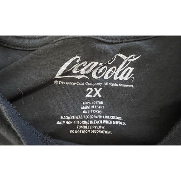Vintage Retro Coca Cola 4 Glass Bottles Black Short Sleeve T Shirt Mens 2X - Picture 4 of 8